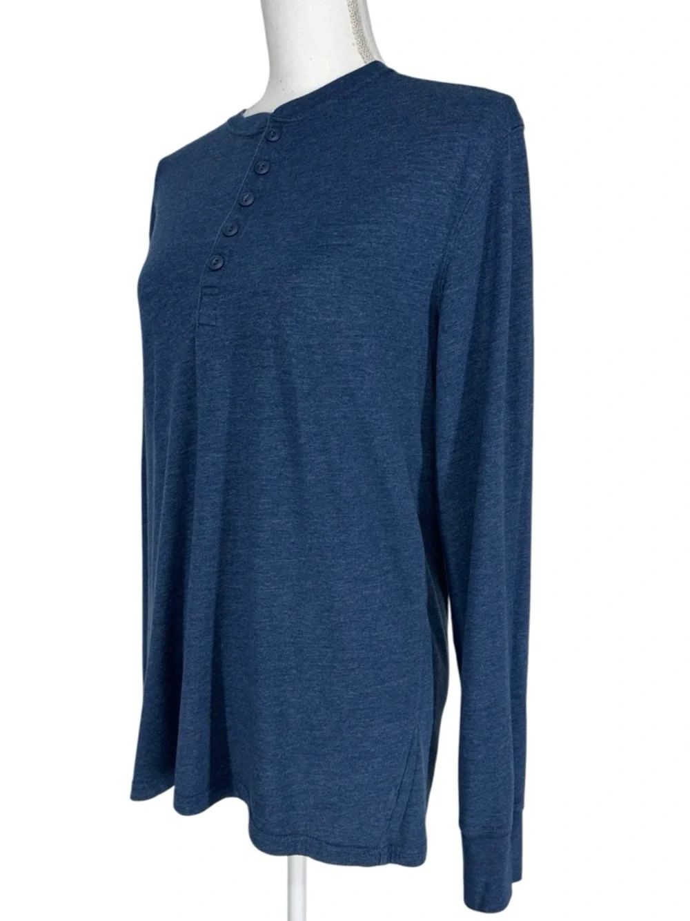 MOSSIMO / Navy Blue Long Sleeve Henley Shirt / Medium / Emo Hipster Preppy Indie - Picture 2 of 6